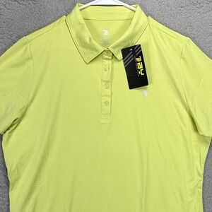 TBMPOY Womens Golf Polo Shirt 2XL Lime Green Short Sleeve Rugby Stretch Logo NEW